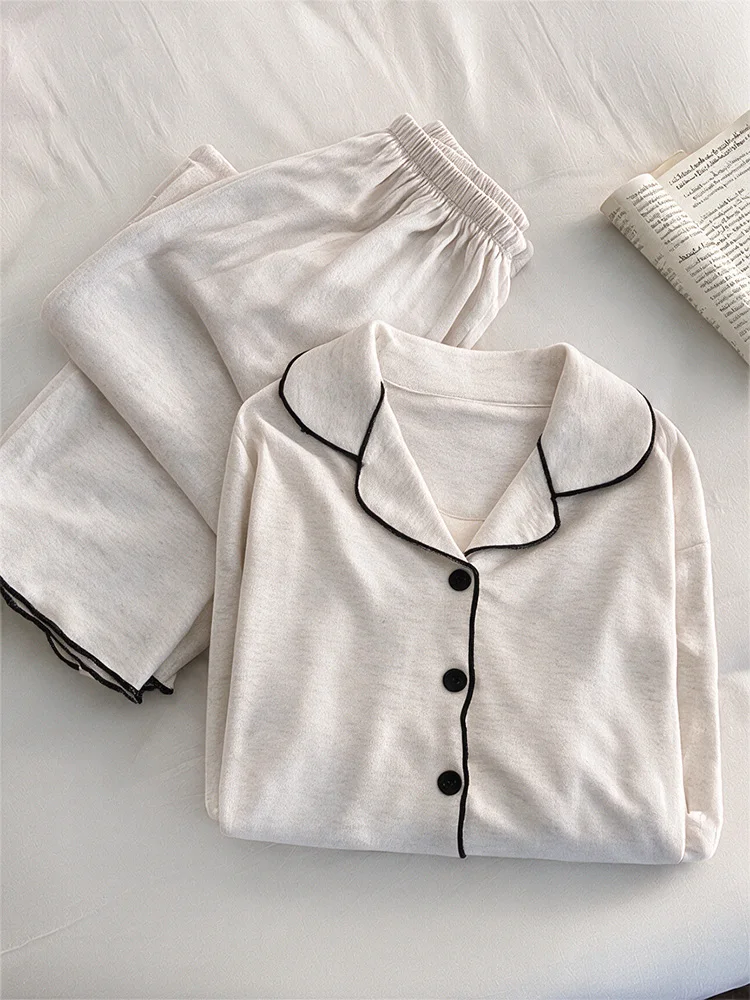 2026-new-women's-thickened-woolen-nightgown-pure-color-german-velvet-home-clothes-long-sleeve-long-pants-soft-polyester
