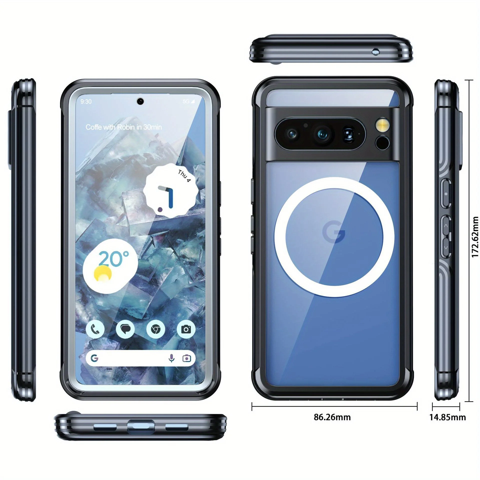 Magnetic Phone Case For Google Pixel 9 Pro 8 Pro Built-in Screen Protector Full-Body Shockproof Heavy Duty Protection Cover