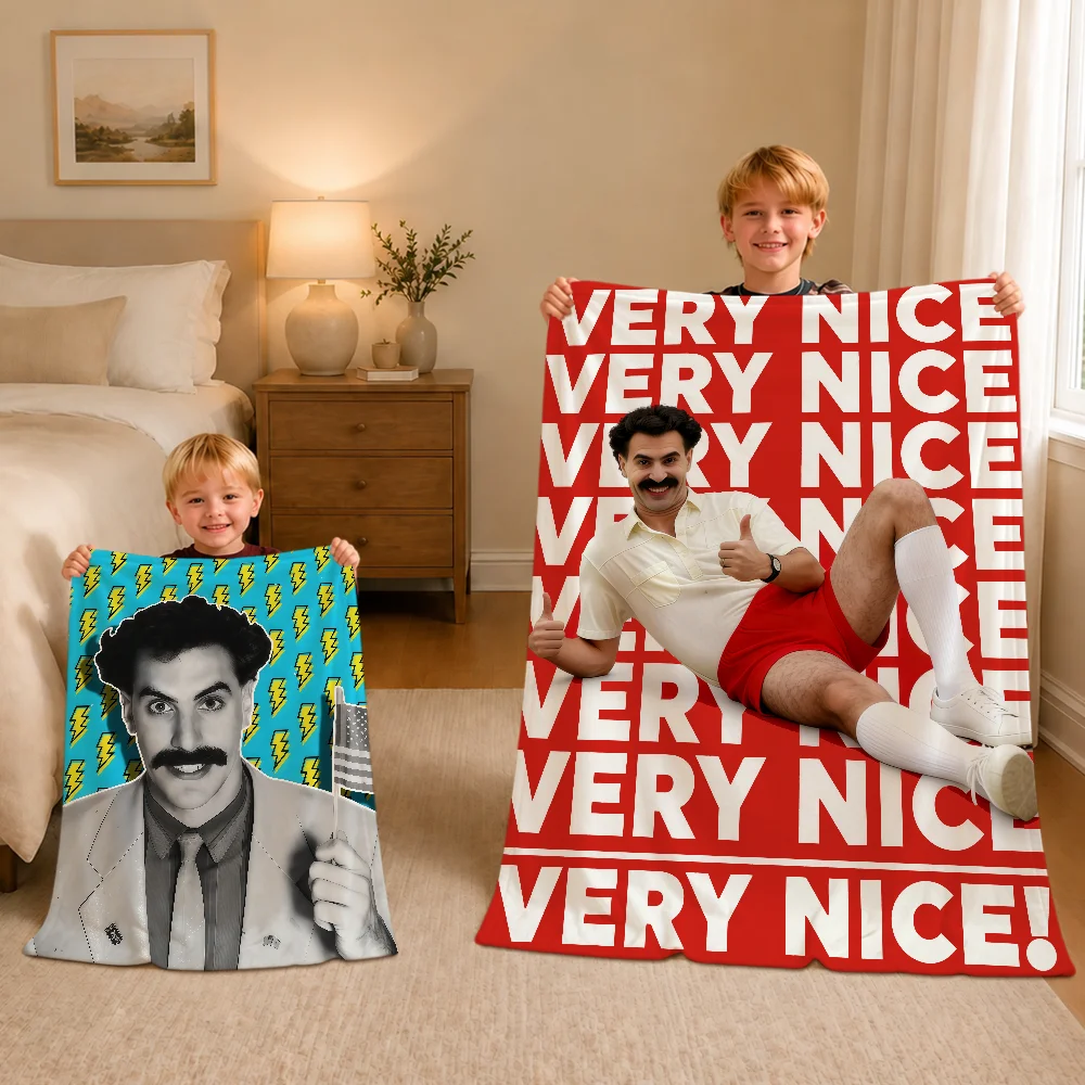Funny Art Borat Very Nice Meme Movie Warm Soft Plush Blanket For Sofa Living Room Nap Home Bedroom Travel Gift Flannel Pet Hogar