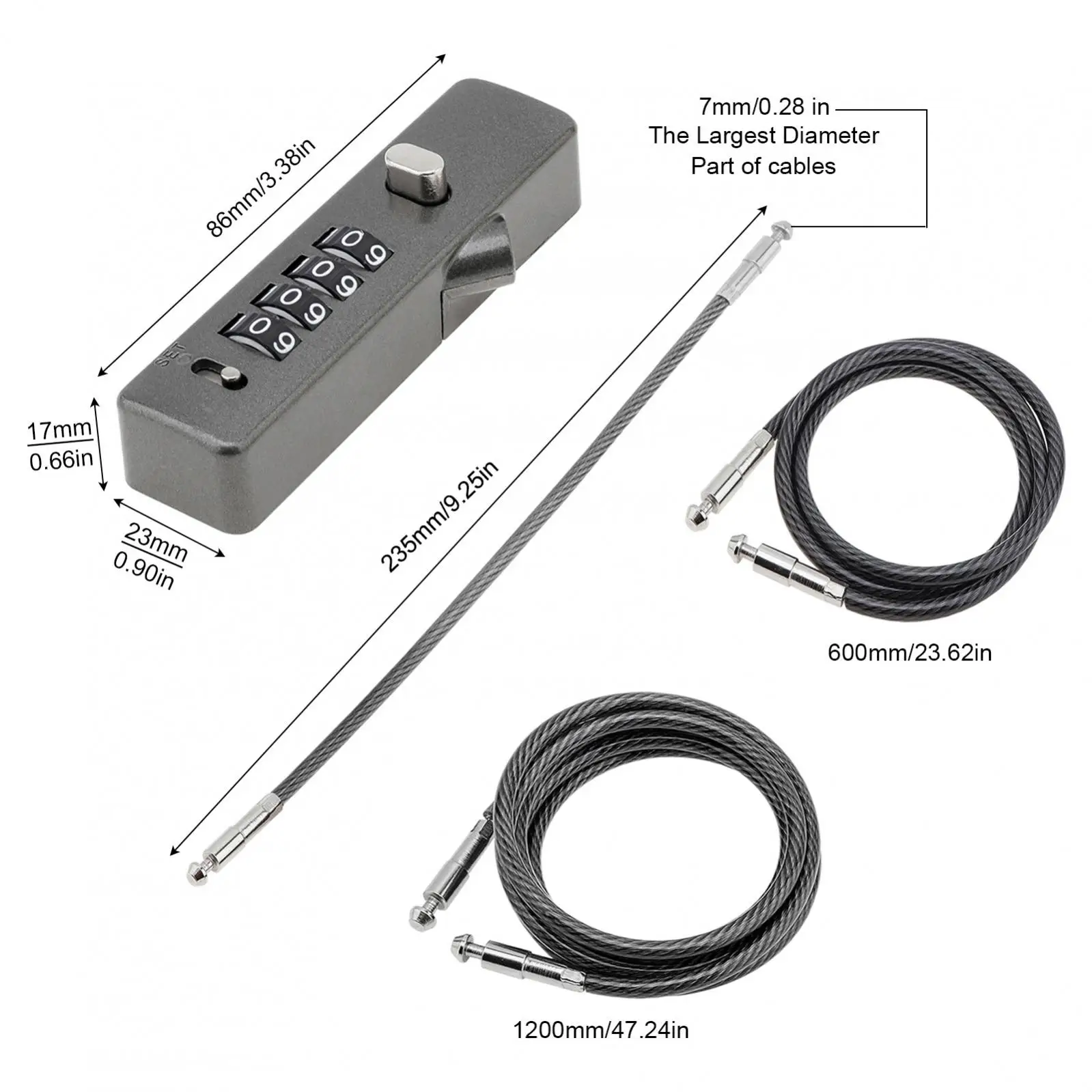 Wire Rope Lock Accessories Combination Digital Code Lock Password Padlock for Bikes / Lockers / Small Fences