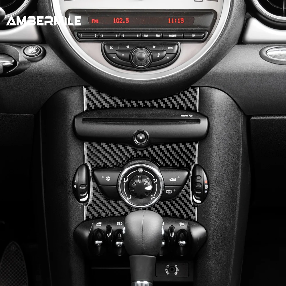 Carbon Fiber for Mini Cooper Clubman R55 R56 R57 Interior Car Central Control Knob Panel Cover Sticker Trim Decals Accessories