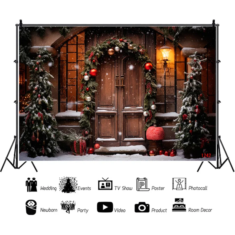 

SHENGYONGBAO Christmas Day Fireplace Photography Backdrops New Year Candy Chimneys Snowflake Window Studio Background WW-43