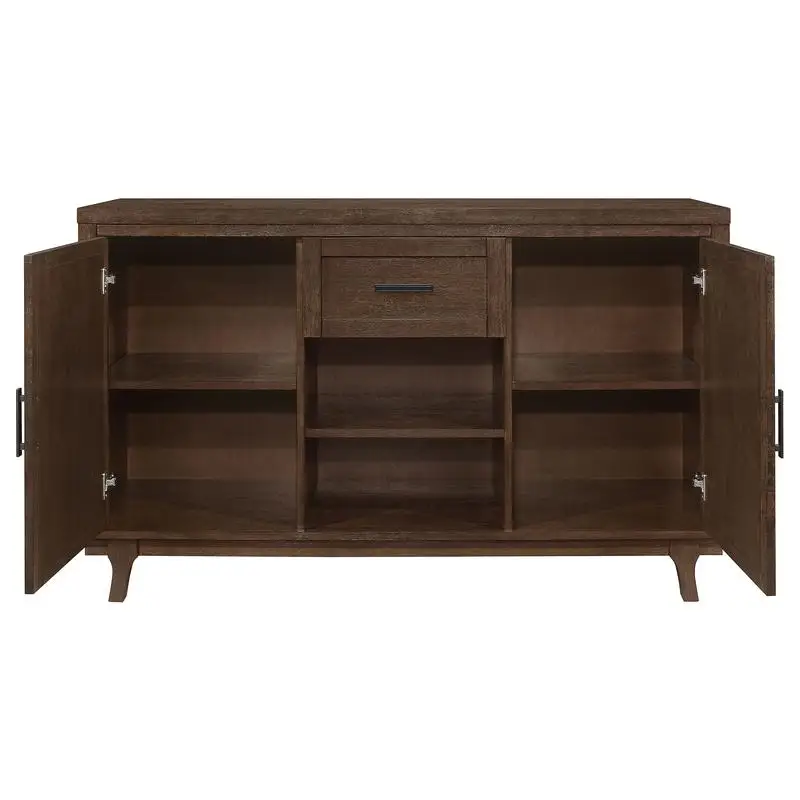 2-Door Oak Server with Drawer - Rustic Wooden Storage with Shelf for Living Room or Dining Room