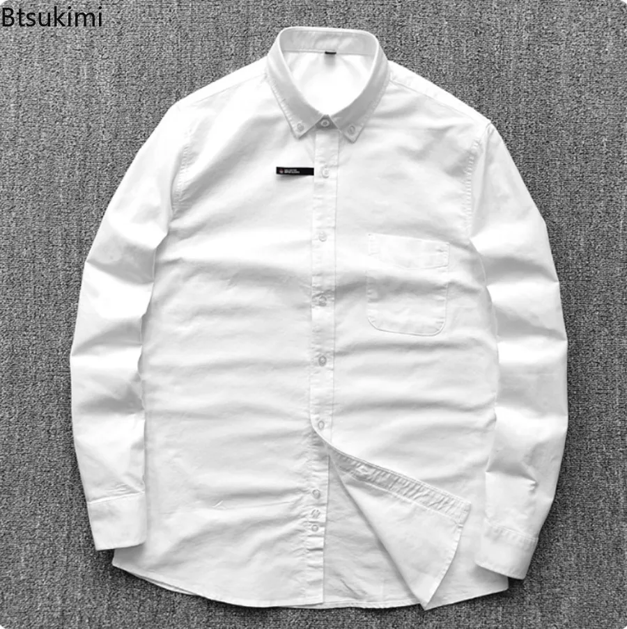 Men's All Cotton Washed Oxford Shirt Business Wedding Work Leisure Solid Color  Korean Version Multi-color Fashion Classic Shirt