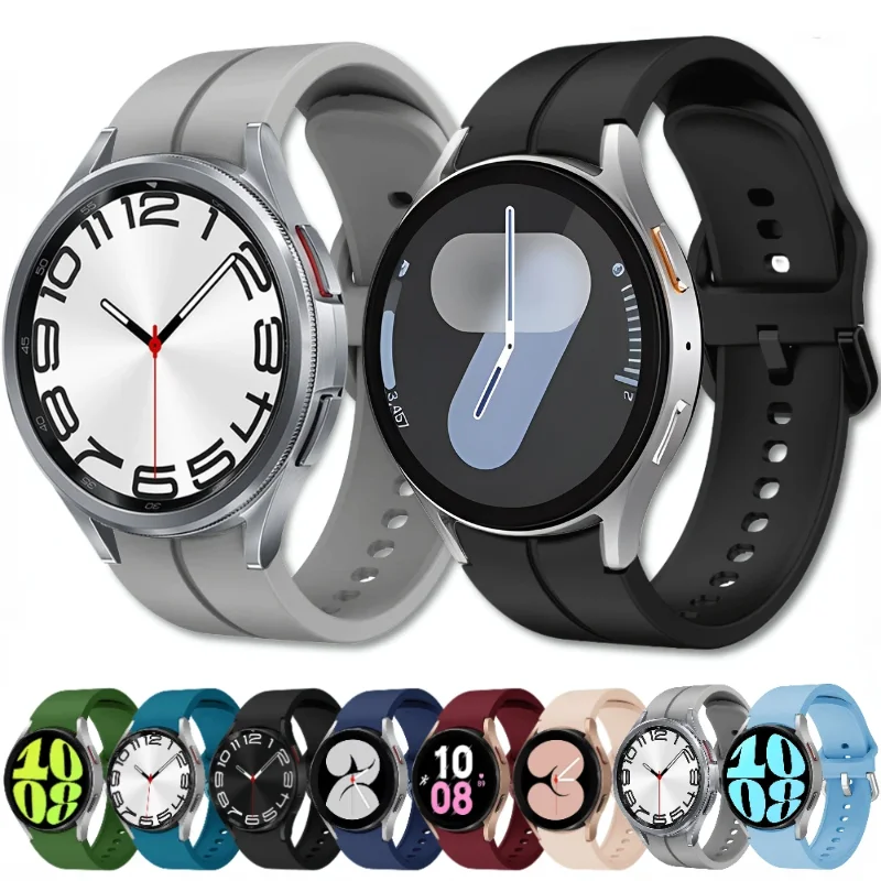 Silicone strap For Samsung Galaxy watch 6 4 Classic 47mm 43mm 46mm Gap free connecting wristband For Galaxy 6 5 4 44mm 40mm 45mm