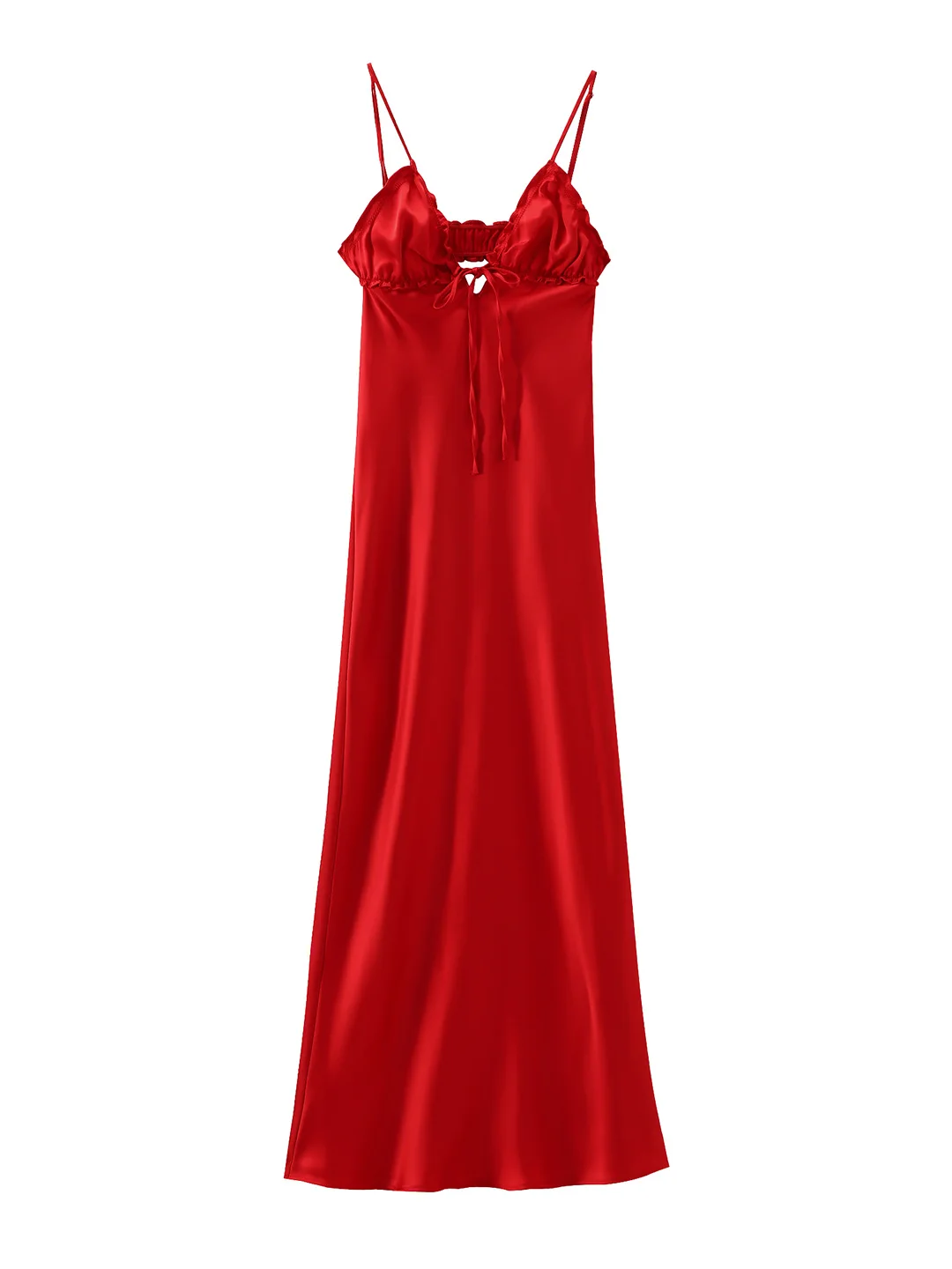 웨딩 게스트 여성을위한 우아한 긴 드레스 넥타이 V 넥 스파게티 스트랩 새틴 맥시 드레스 섹시한 오픈 백 날짜 나이트 파티 드레스
