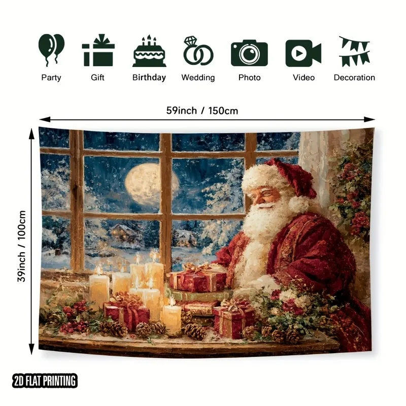 VIKAMA Winter Holy Night Tapestry, Nativity Star Shepherd, Christmas Religious Wall Hanging Decor for Living Room Home