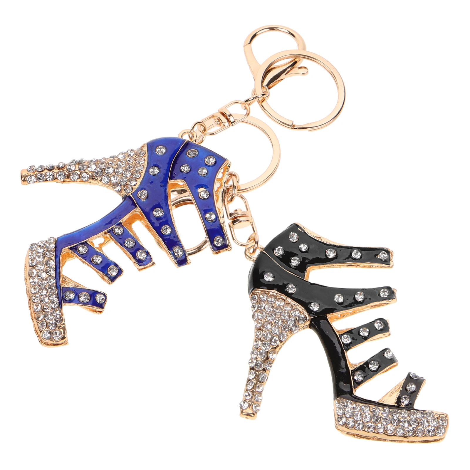 

2Pcs HighHeelKeychain RhinestoneMetalShoeCharmKeyringforPurseBagGiftsHighHeelsPendantDecorativeJewelry