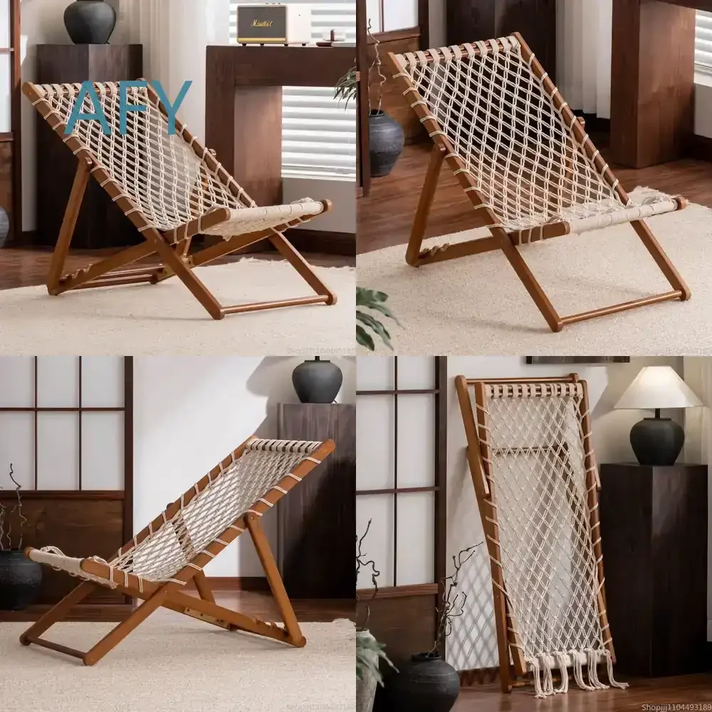 Foldable Mesh Lounge Chair for Home Bedroom Afternoon Naps Lazy Recliner for Balcony Patio Outdoor Furniture Relaxation Chair