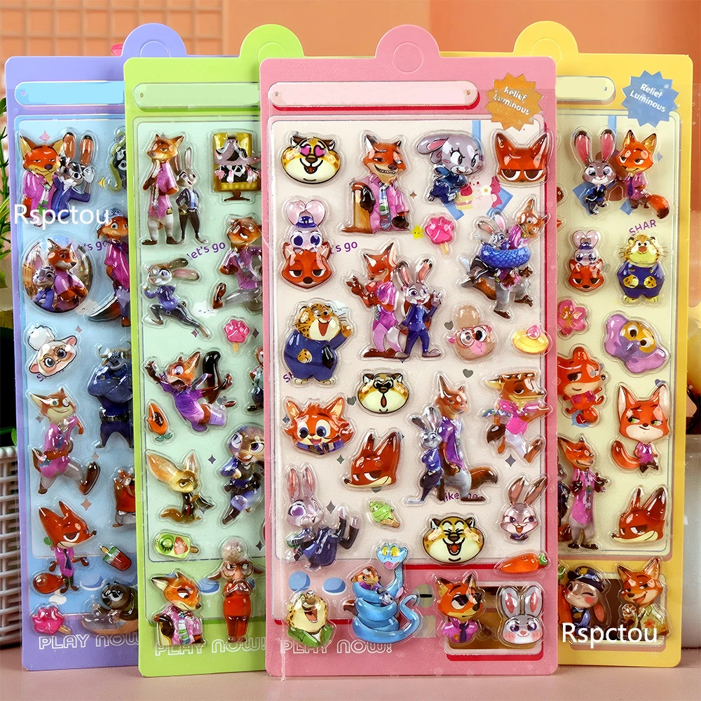 

Cute Disney Zootopia 3D Relief Stickers Judy Nick Cartoon Bubble Decals Toys DIY Laptop Phone Kawaii Anime Decoration Sticker