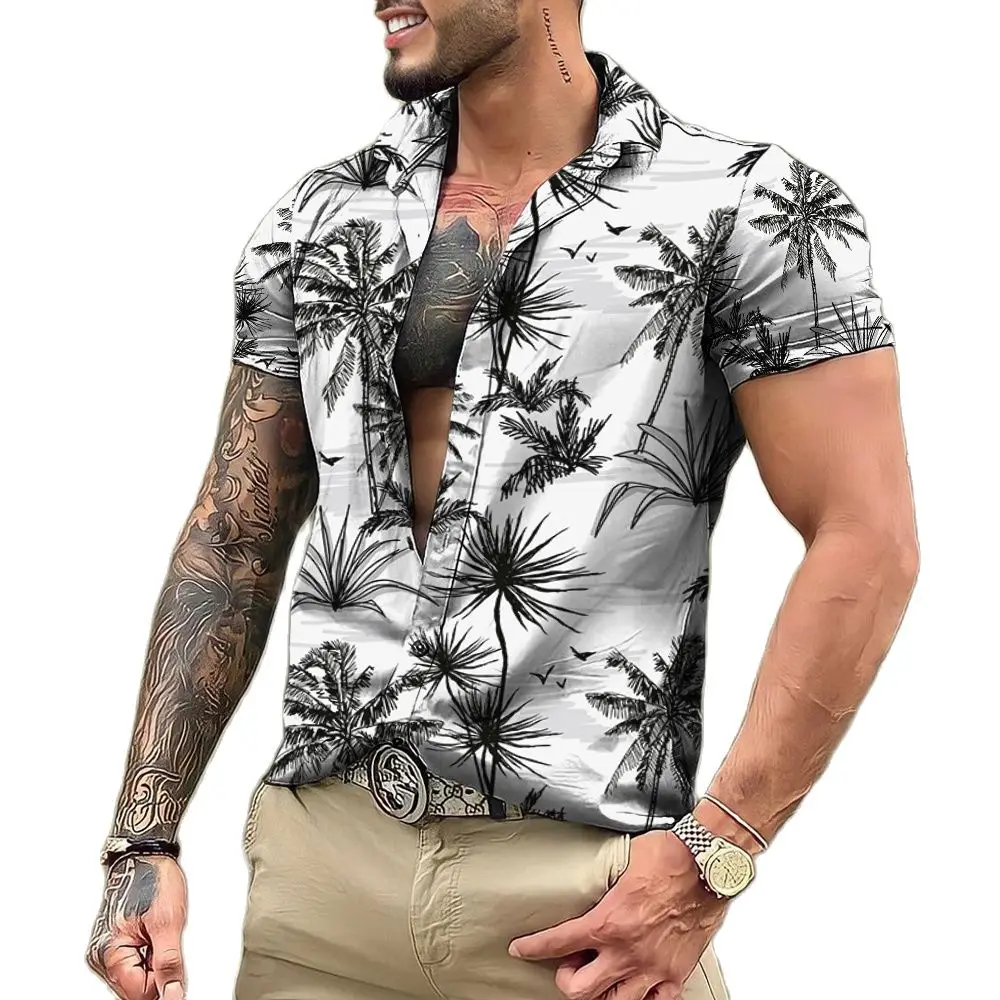 

2023 Hawaiian Tropical Shirts For Men 3d Beach Holiday Short Sleeve Summer Oversized Tops Tee Shirt Man Floral Blouse 5xl Camisa