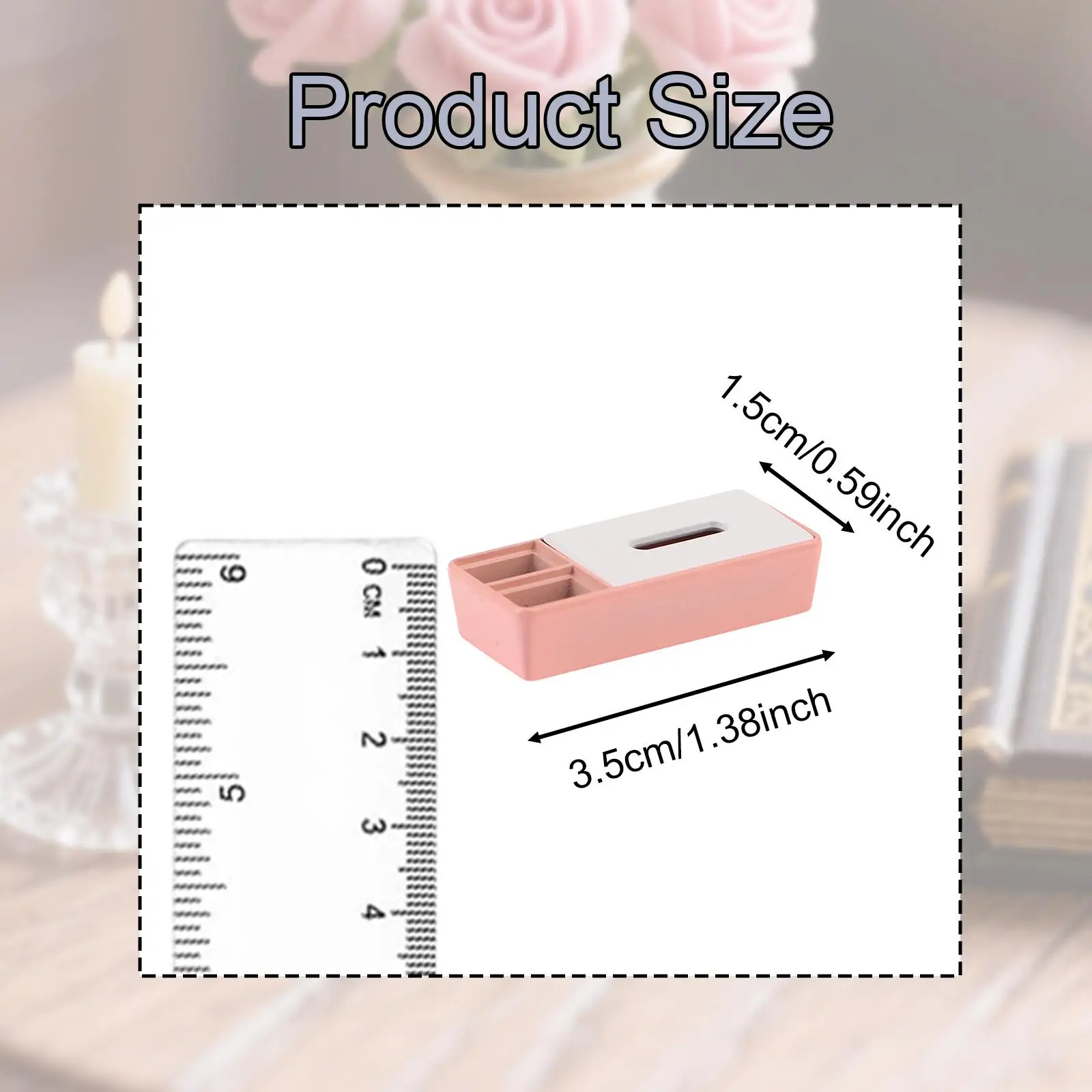Cubierta de caja de pañuelos para casa de muñecas en miniatura, artículo decorativo rectangular de 3,5x1,5 cm, organizador de escritorio, Mini caja de almacenamiento, decoración para casa de muñecas