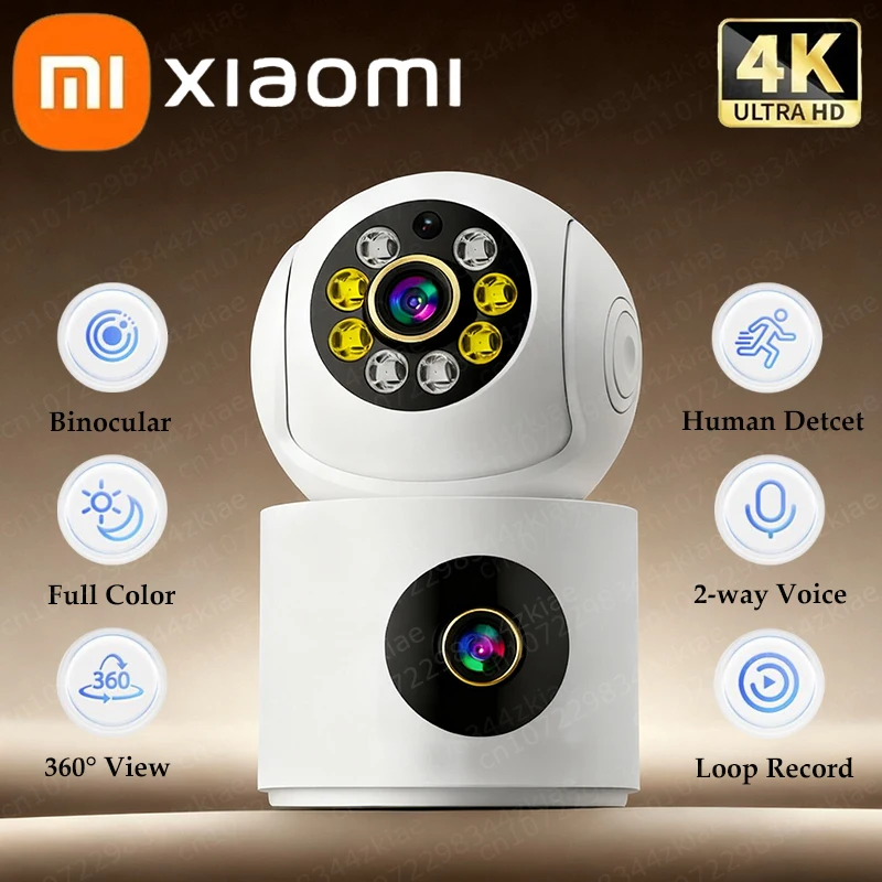 【セール中】Xiaomi 4K デュアルレンズ回転式カメラ WiFi監視 自動追跡 双方向音声 カラーナイトビジョンモニター 室内スマートウェブカメラ