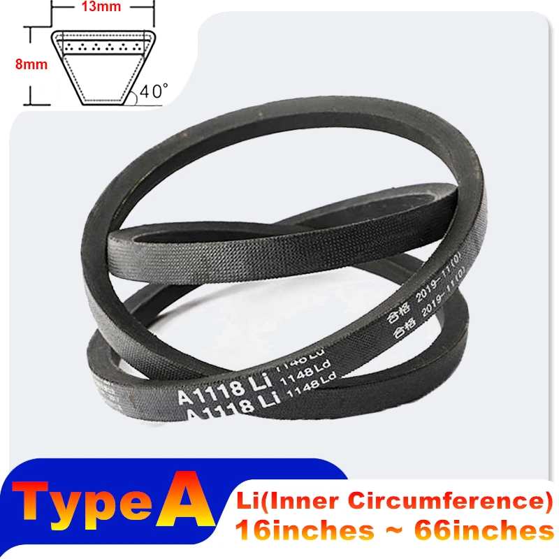 V Belt Type A Rubber Drive Conveyor Belts Power Transmission Strap 16 19 20 21 23 24 26 29 30 31 34 38 42 48 50 54 60 66 inches