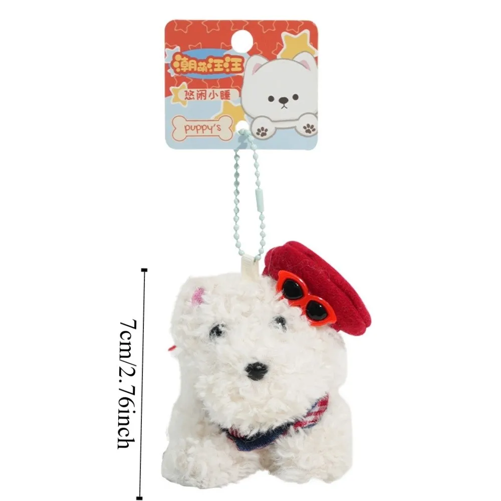 Ciondolo zaino Cartone animato cane peluche portachiavi farcito morbido cane bambola ciondolo animali simpatico cane peluche ciondolo borsa decorazione