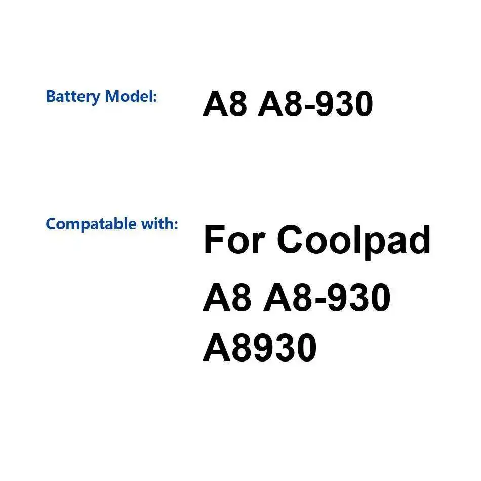 

For Coolpad A8 A8-930 Mobile Phone Battery Reliable Power Supply 2500Mah