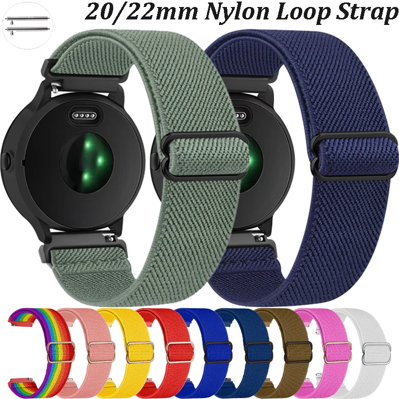20/22 مللي متر حزام حلقة من النايلون للغارمين Forerunner 970 965 55 165/أكتيف 6-5/فينو 3-2 جالاكسي ساعة 7/6/5/4 سوار Amazfit GTS/GTR4