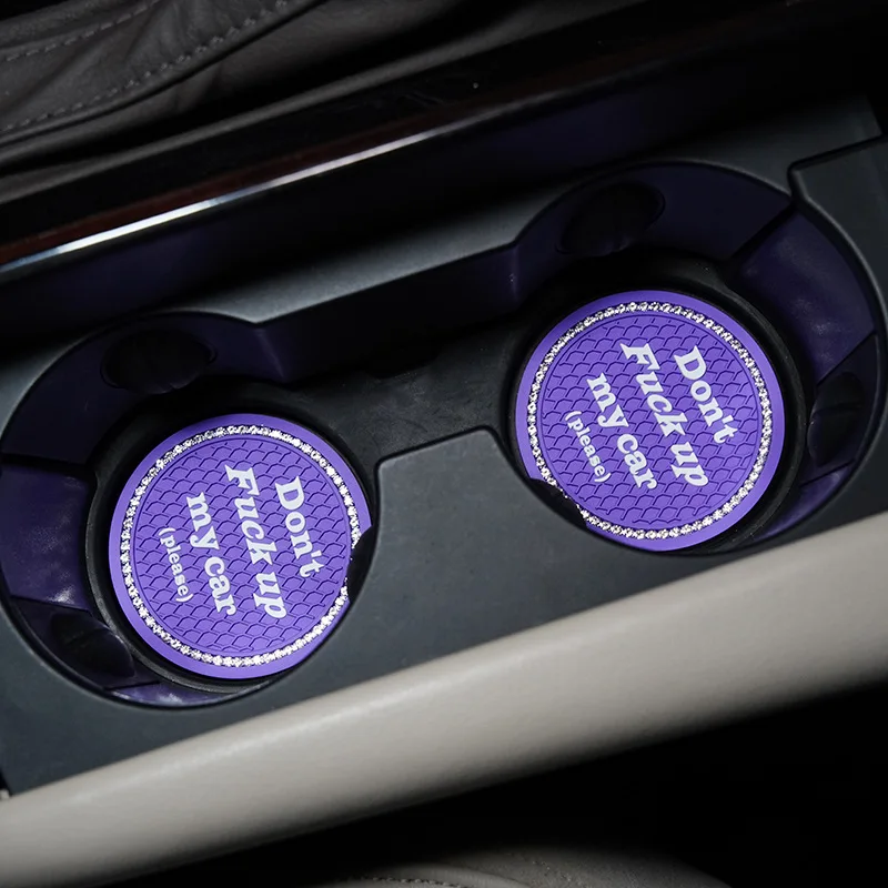 

2 шт., автомобильная подставка для чашек с буквами, противоскользящий коврик со стразами, термостойкая водонепроницаемая подставка для напитков, аксессуары для интерьера