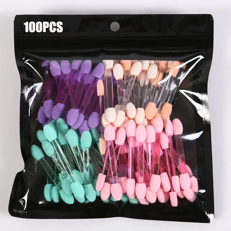 100 stücke 6,2 cm doppel köpfiger Lidschatten stift Latex schwamm Einweg-Lidschatten pinsel kleiner tragbarer Schönheits-Make-up-Werkzeug bürsten kopf