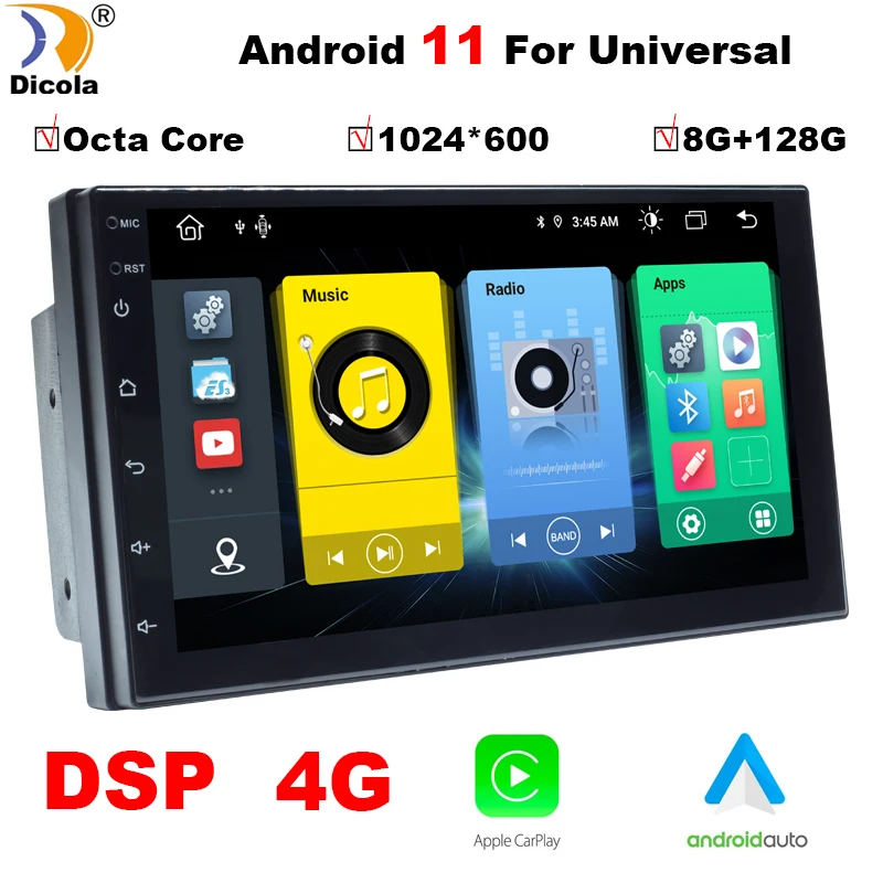 

8G+128G 7" Autoradio Carplay 2 Din Android Auto Car Radio GPS for Universal Stereo Multimedia Player Navigation Head Unit RDS