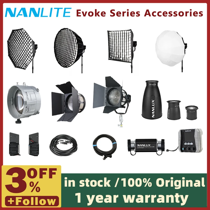 Nanlite Nanlux Evoke Series Accessories FL-35E FL-35YK NL Mount Projection RF-NLM-30 60 Softbox for EVOKE 2400B 1200B 1200 900C