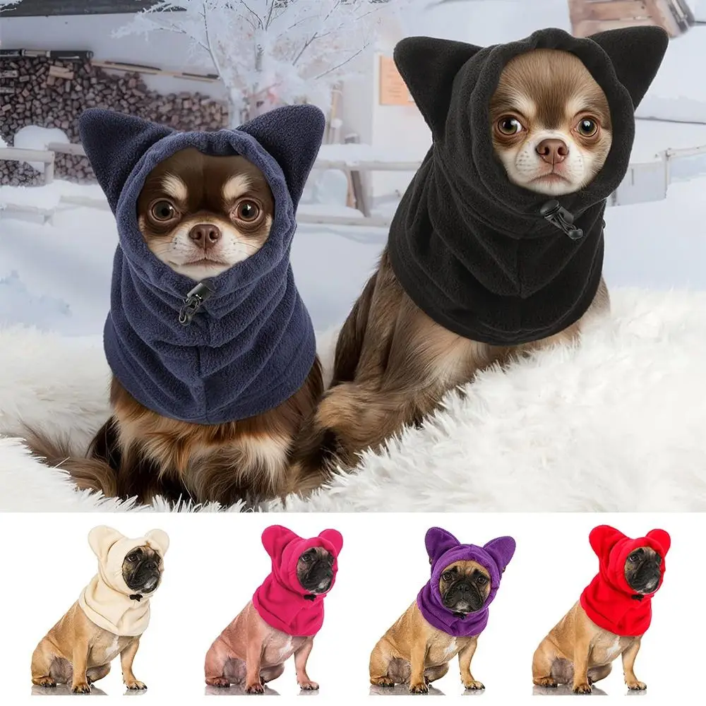 Soft Fleece Dog Fleece Bat Hat Adjustable Design Solid Color Pet Winter Hats Warm Material Ear Protection Pet Hood Winter Season