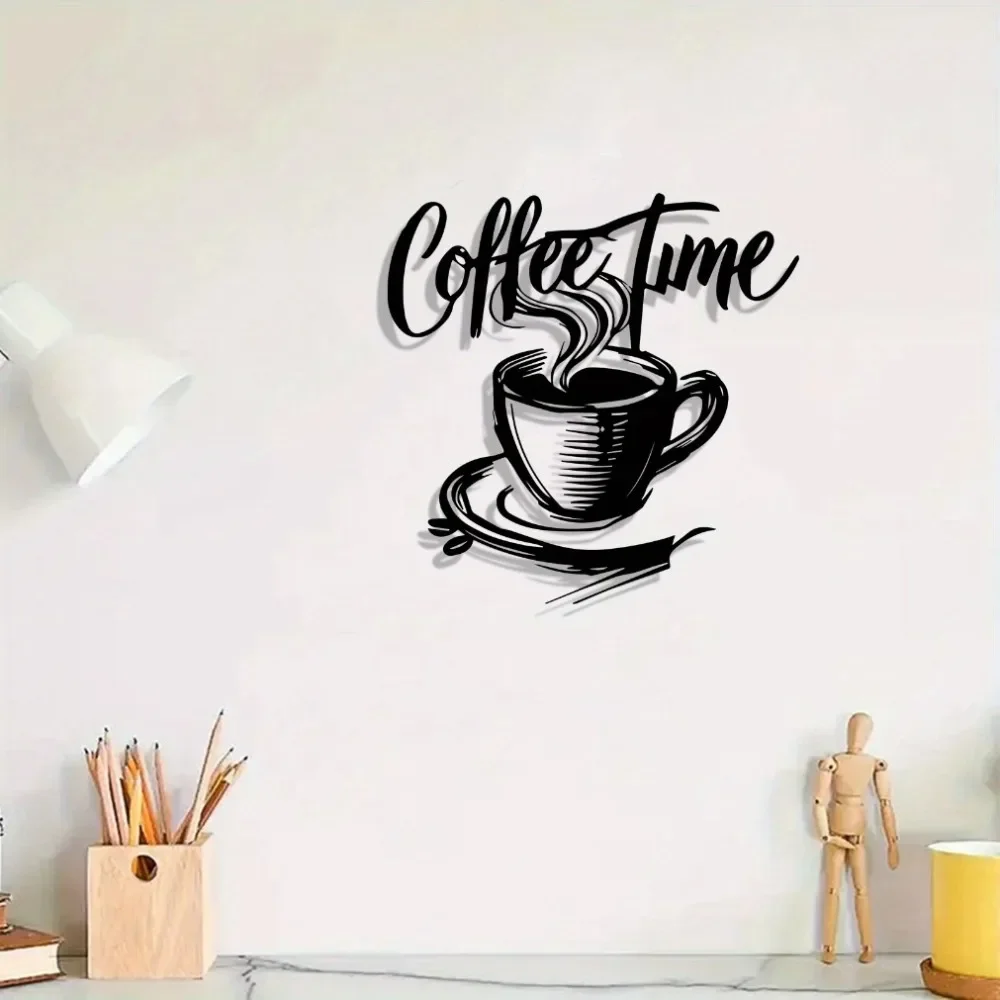 CIFBUY Wrought Iron Wall Art Rustic Coffee Sculpture Metal Decor Laser Cut Rustproof Hanging Sign For Kitchen Cafe Bar Room