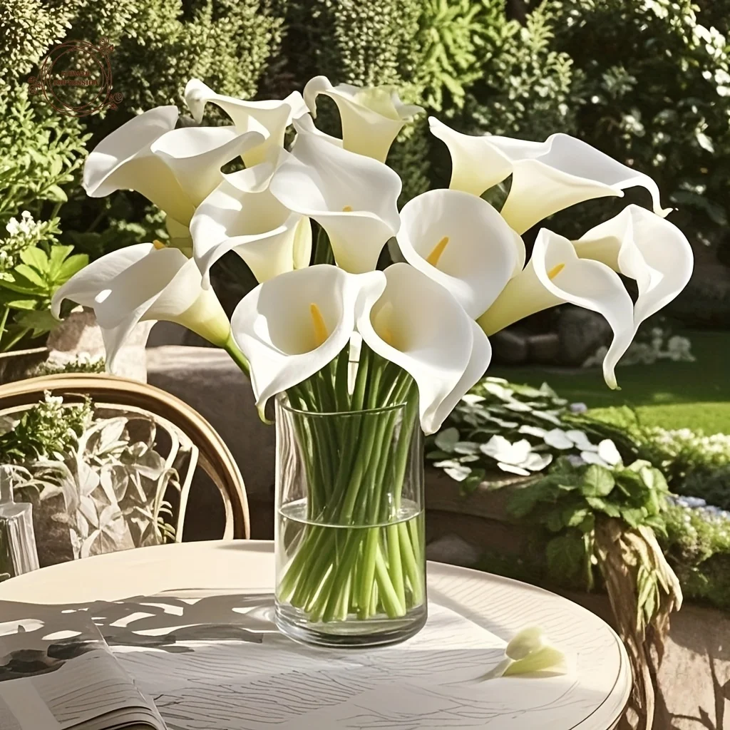 13 Stück künstliche Calla-Lilien, PU-Touch, geeignet für Hochzeiten, perfekt für Muttertag, Arrangements, Zuhause, Wohnzimmer, Tischdekorationen – Detail 8