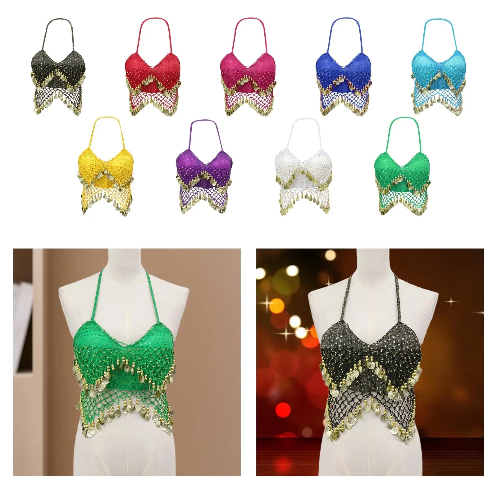 Sequin Crop Top Outfits Tank Top,for Festival Performance Nightclub Party Women