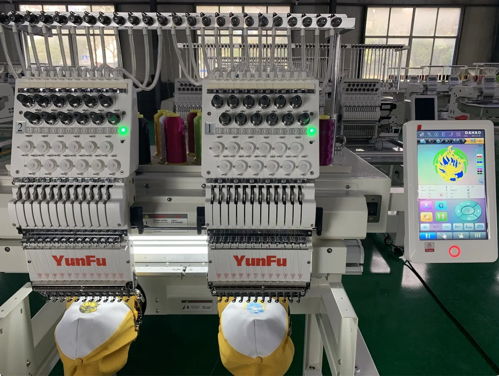 YunFu Domestic Computerized Embroidery Machines 2 Heads Commercial Computerized Embroidery Machine For Sale