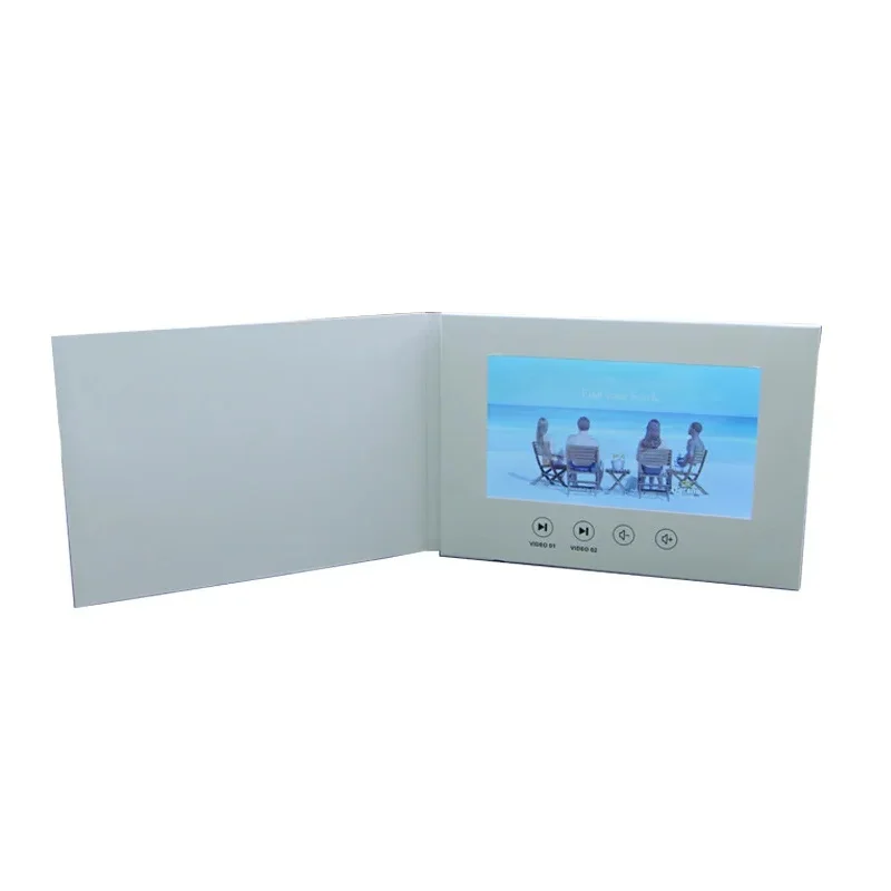 custom.Best seller A5 black paper advertising player inch video music photo book LCD booklet business video brochure