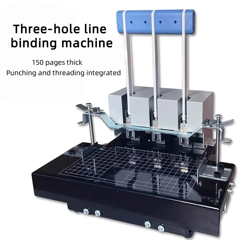 

Manual three-hole thread binding machine for threading and punching in archives documents financial vouchers and case files