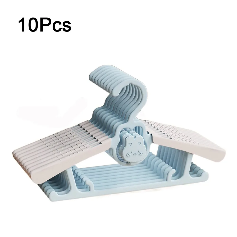 

10Pcs Practical Plastic Telescopic Baby Hangers Non-slip Windproof Child Clothes Hanger Space Saving Kids Coat Hanger for Home