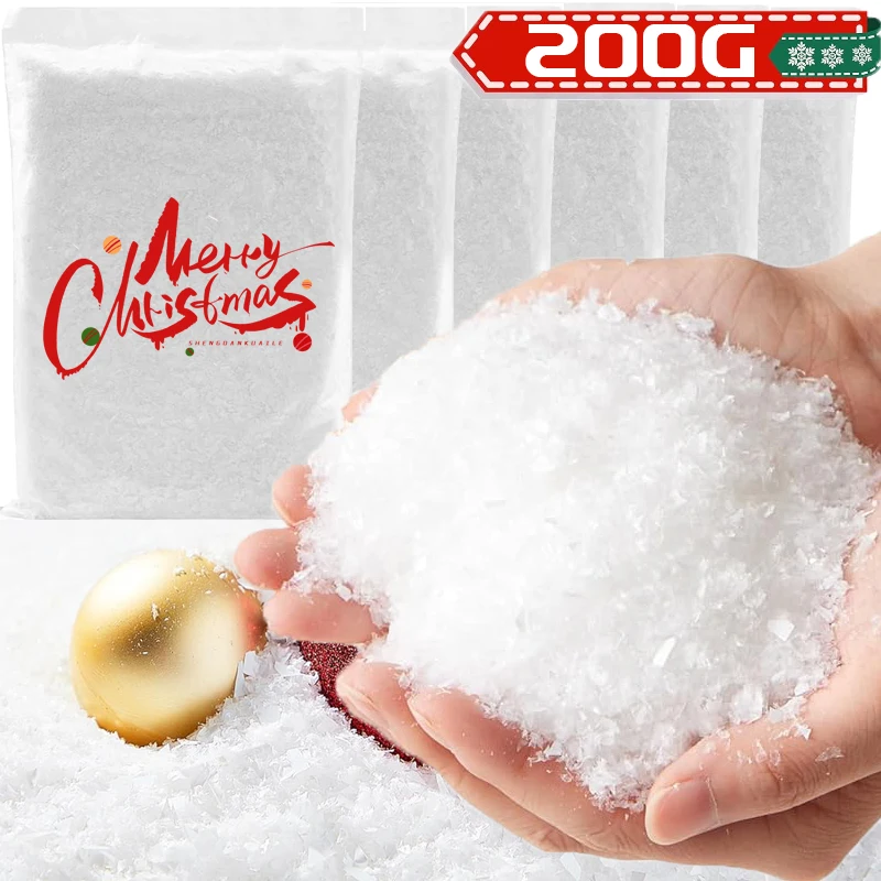 50/200g Artificial Snow Powder Christmas Decoration Plastic Dry Snow Powder Fake Snowflakes DIY Xmas Party Scene Decor Props