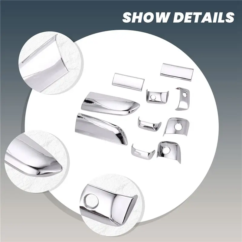 A56P-10Pcs/Set Car ABS Chrome Door Handle Bowl Insert Frame Overlay Panel For Toyota Hiace 2005-2015 Car Styling