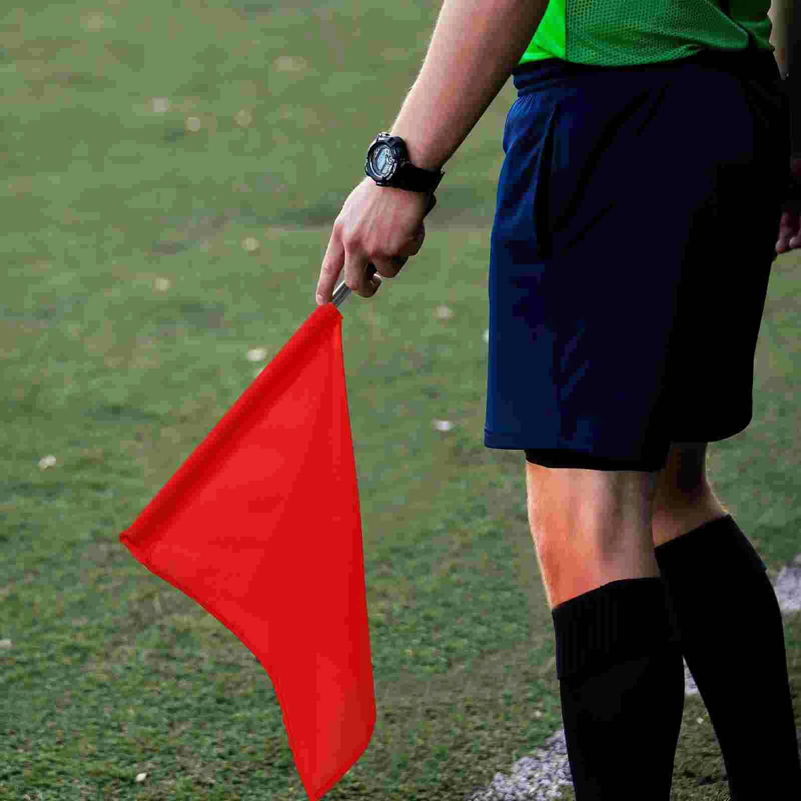 Bandera de señal de 2 uds., banderas de inicio, acanalada a mano, árbitro de fútbol de carreras de acero inoxidable, algodón de poliéster con