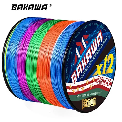 Imagen 2 del producto Línea de Pesca trenzada BAKAWA, 12 hebras, 100M, 300M, 500M, 1000M, multifilamento, tejido de PE, agua dulce de mar, hilo de carpa extrremo japonés