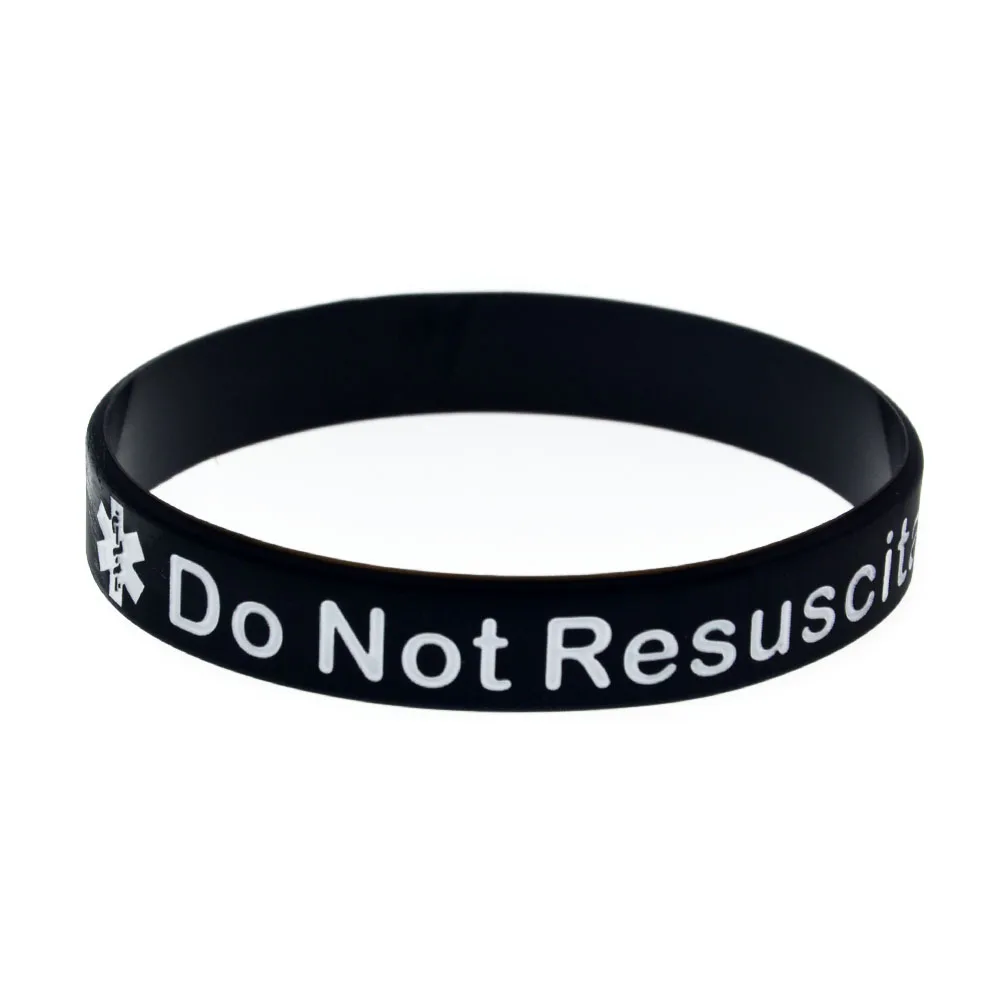 50 Pcs In Case Emergency Do Not Resuscitate Silicone Bracelet Filled in Color for Emergency