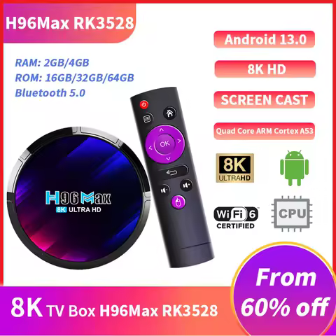 Smart TV Box H96 Max RK3528 Android 13.0 Quad-core WIFI6 BT 5.0 8k UHD Output 100M/LAN Smart Set Top Box Streaming Media Player