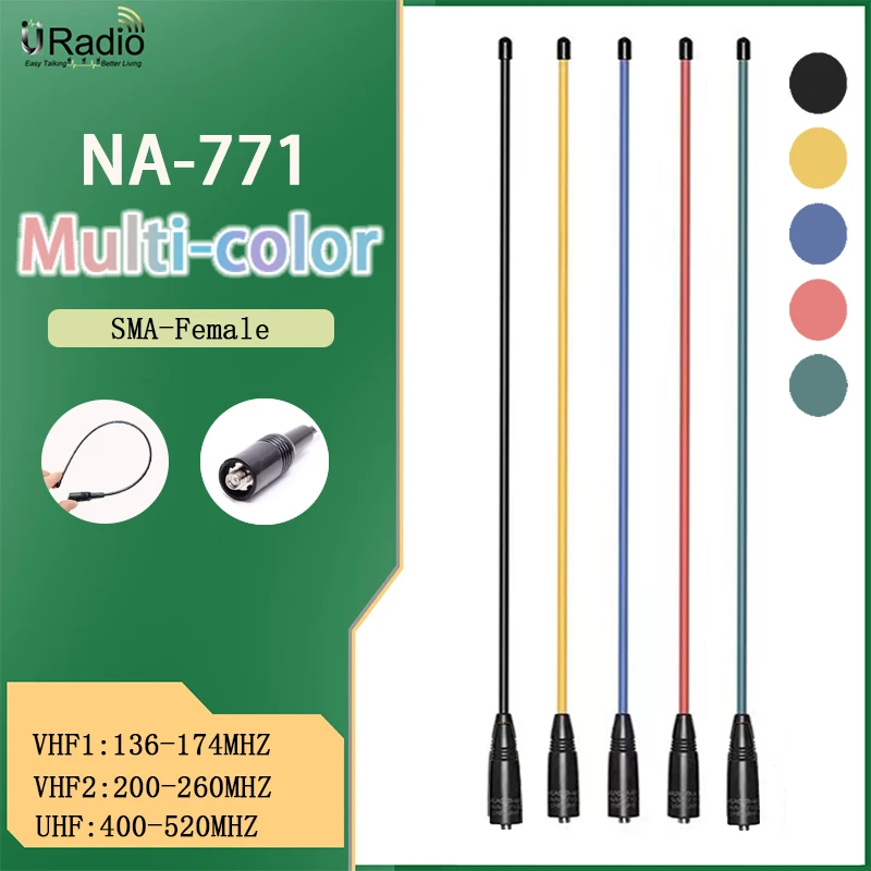 

NA-771 Antenna Multi-color For Baofeng UV-17 Pro V2 Walkie Talkie SMA-Female Tri-Band VHF/UHF Antenna UV-18 Pro UV-21 PRO Radio