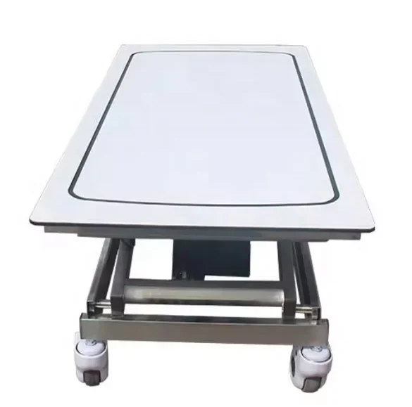 Veterinary Stainless Steel Medical Electric Lifting Stretcher Carbon Surface Equipment First Aid Cart For Pet Hospital