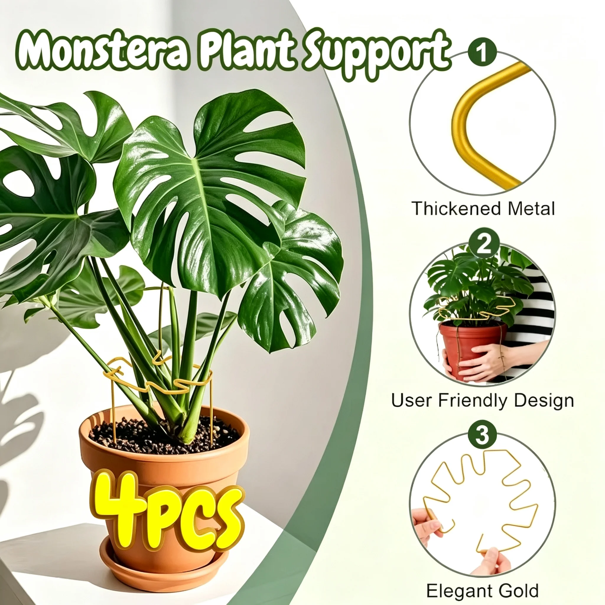 Large Monstera Plant Support Frame Sturdy Climbing Stems Leaf Stabilizer for Tall Houseplant Hanging Plant Stand Plants Holder
