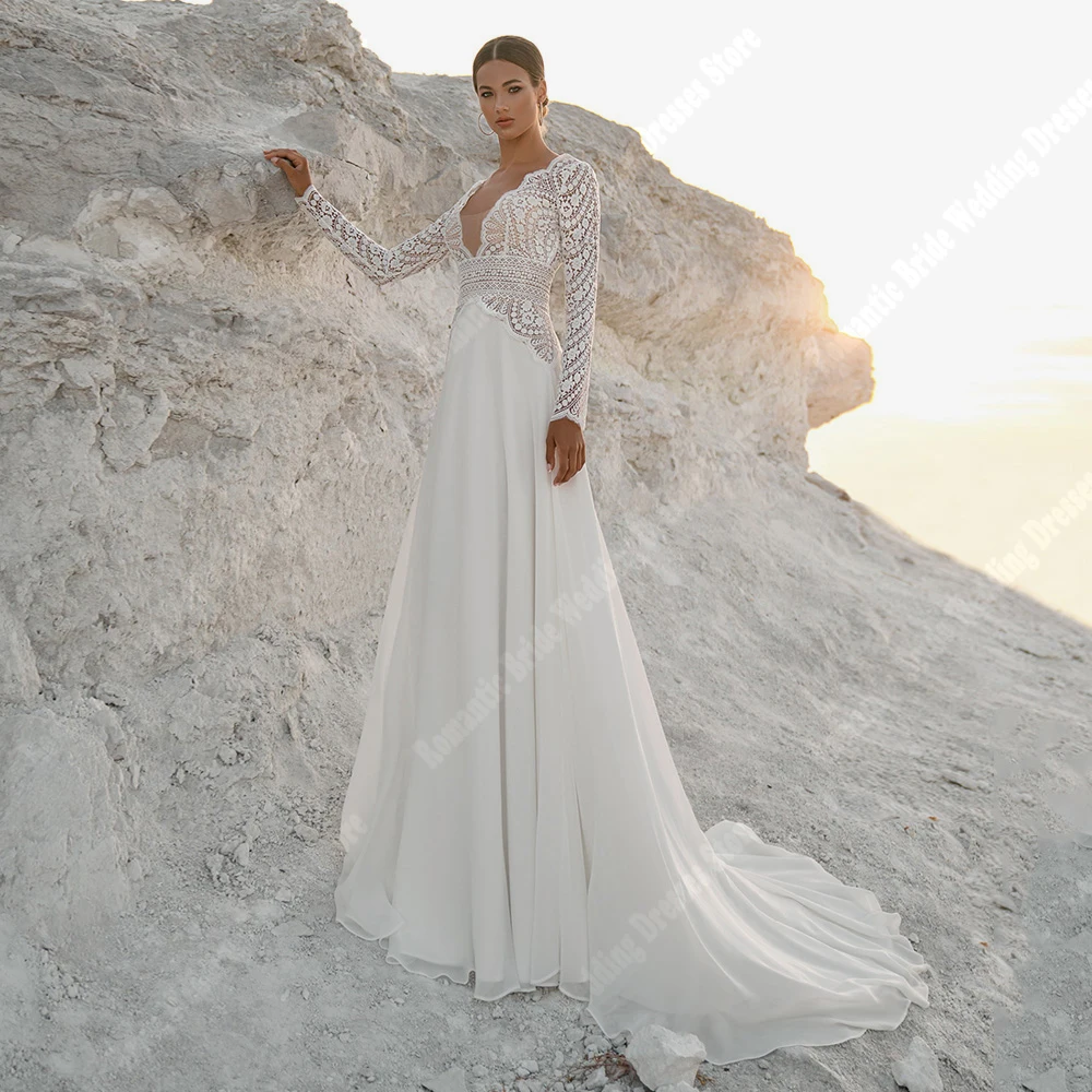 

White Deep-V Wedding Dresses For Women 2024 Popular A-Line Bridal Gowns Plus Size Women Princess Vestidos De Novias Customized