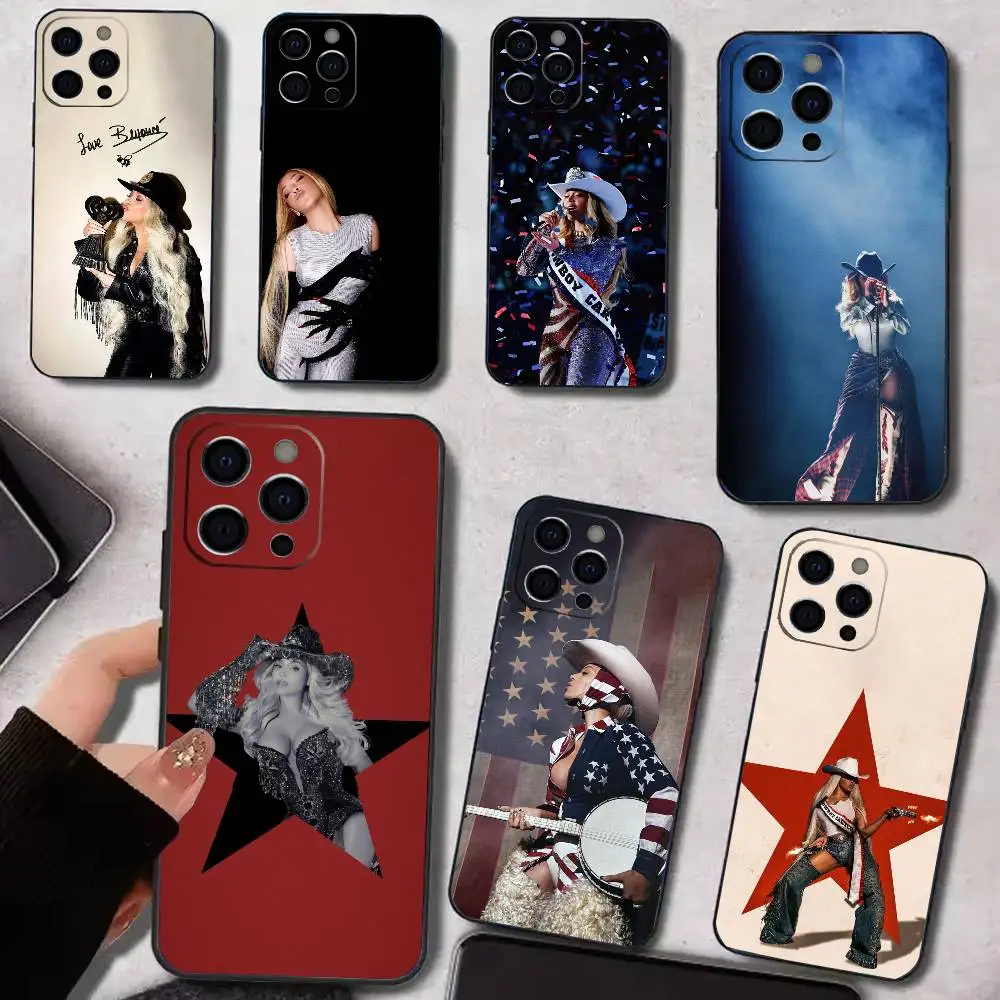 

B-Beyonce Cowboy Singer Phone Case Silicone Soft For IPhone 17 16 15 14 13 12 11 X XR Plus Pro Max Plus