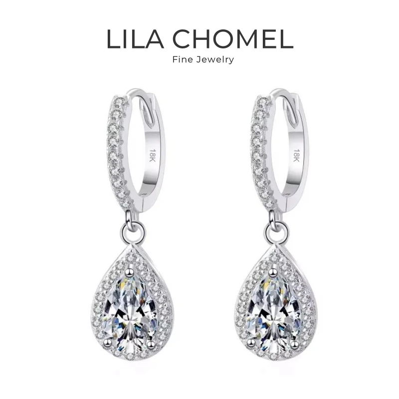 

Women Wedding 18K White Gold Water Drop Earrings 1/2CT Moissanite Diamond PT950 Platinum Girl Birthday Gift Lover Fine Jewelry