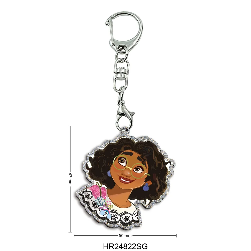 ديزني الأميرة Encanto اللون بريق سلسلة مفاتيح مصنوعة من الأكريليك DIY بها بنفسك الحرف الأطفال حفلة عطلة مجوهرات حقيبة الديكور