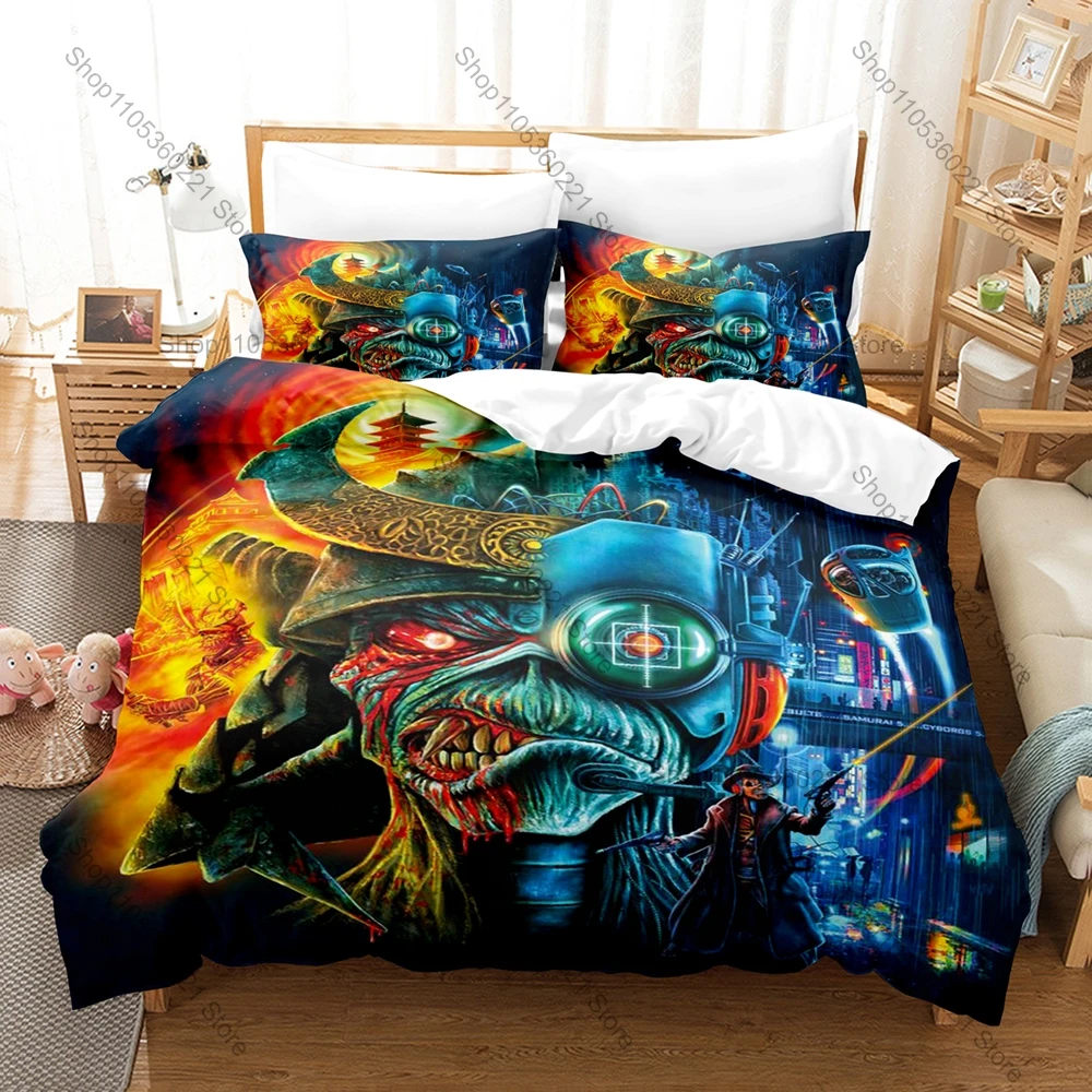 New Iron Maiden A Matter Of Life And Death 1988 Bedding Set 3PCS Pillowcases Rock Band Print Bed Set for Fans Bedroom Decor