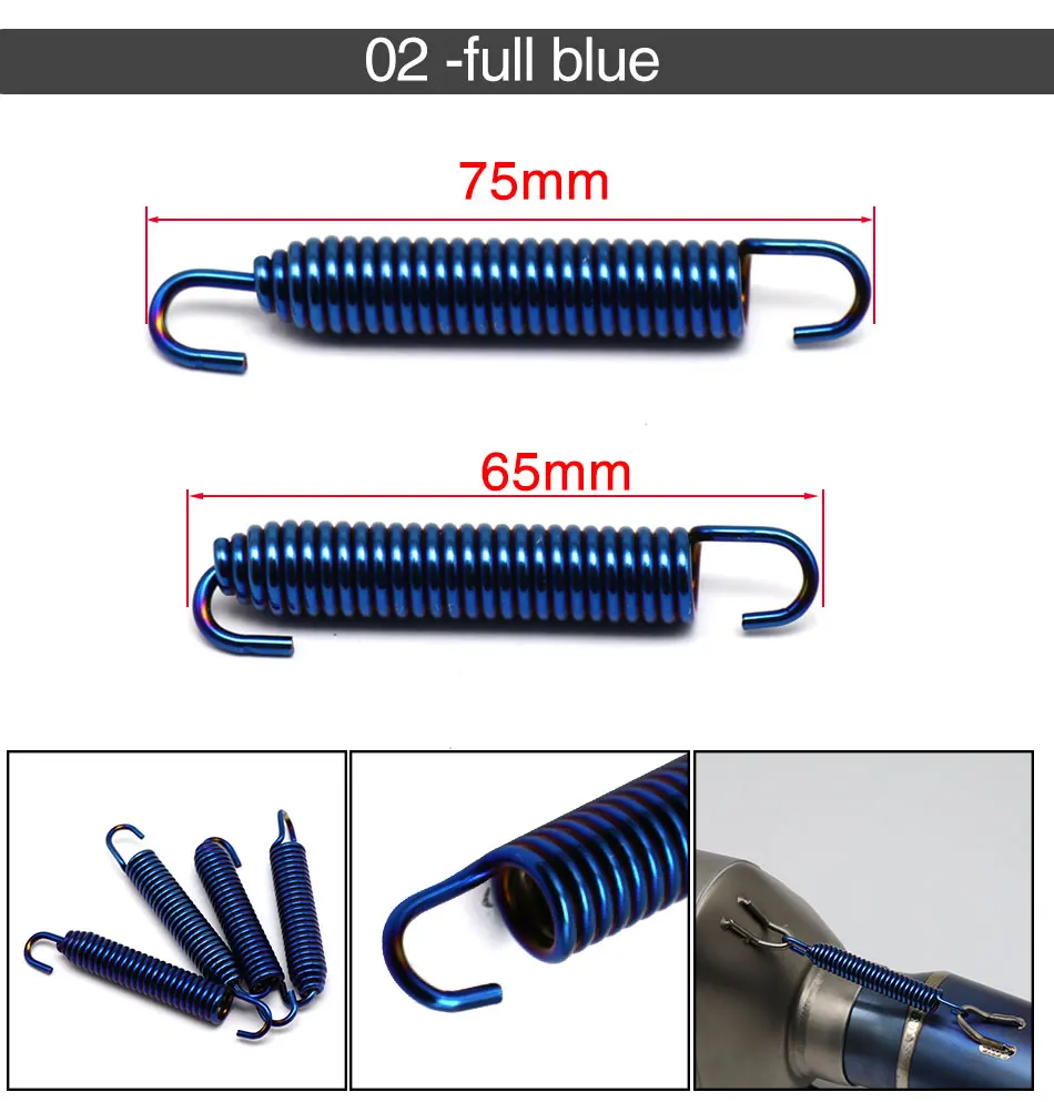 ZSDTRP 4pcs 75mm Motorcycle Stainless Steel Exhaust Pipe Muffler Silencer Springs Universal Retractable Spring Hooks