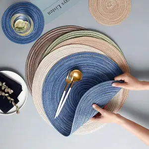 4/2pcs Materia redonda Mat de mesa tejida Ramie Peplings Taites de comedor lavables con tazón de mesa Tazón 10 mejores ventas de mesa redonda de 90 cm - №4