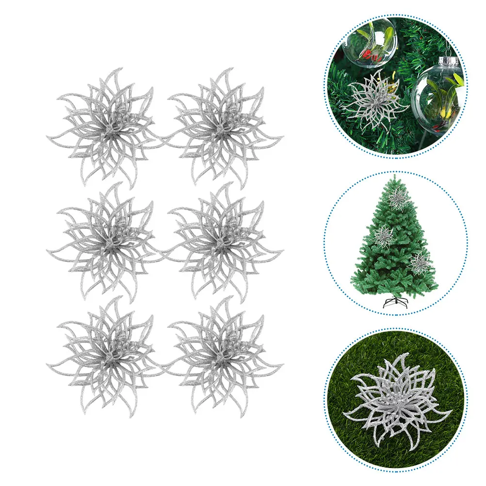 

6 Pcs Simulated Flower Decorations Christmas Bouquet Window Artificial Creative Fake Ornaments Simulation